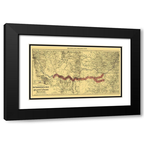 Atlantic and Pacific Railroad and Connections 1883 Black Modern Wood Framed Art Print with Double Matting by Colton