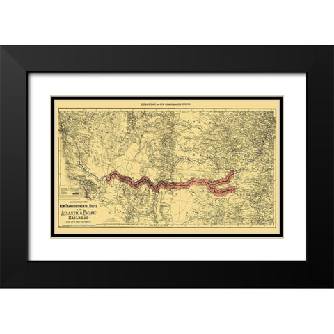 Atlantic and Pacific Railroad and Connections 1883 Black Modern Wood Framed Art Print with Double Matting by Colton
