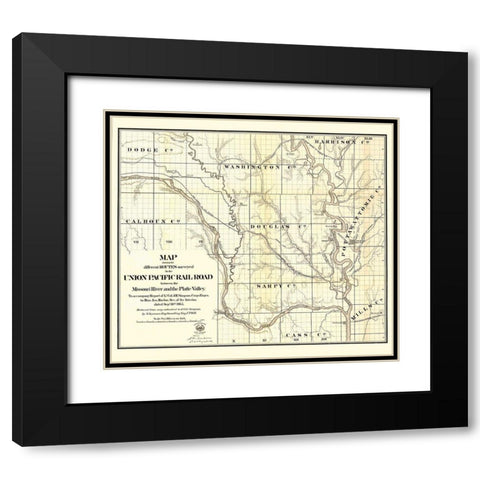 Union Pacific, Missouri River, Platte Valley - Black Modern Wood Framed Art Print with Double Matting by Unknown