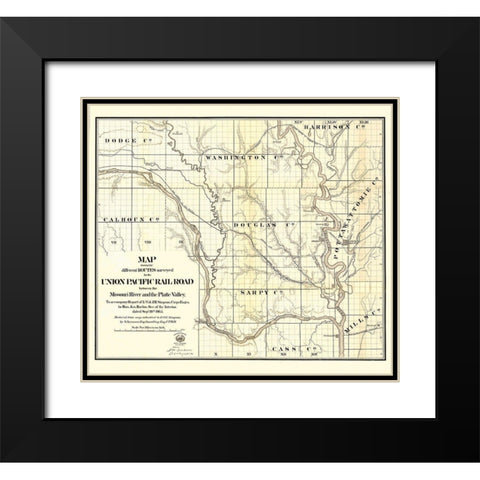 Union Pacific, Missouri River, Platte Valley - Black Modern Wood Framed Art Print with Double Matting by Unknown