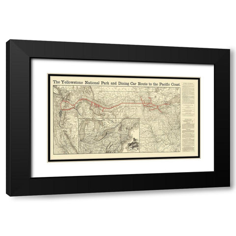Northern Pacific Railroad, Yellowstone Route 1897 Black Modern Wood Framed Art Print with Double Matting by Rand McNally