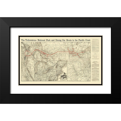 Northern Pacific Railroad, Yellowstone Route 1897 Black Modern Wood Framed Art Print with Double Matting by Rand McNally