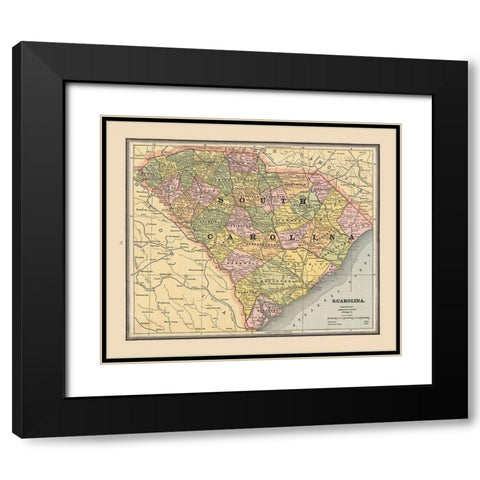 South Carolina, United States - Cram 1888 Black Modern Wood Framed Art Print with Double Matting by Cram