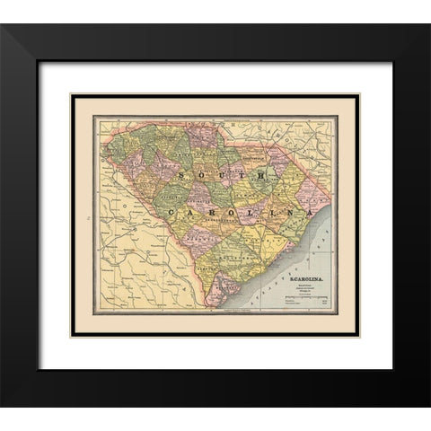 South Carolina, United States - Cram 1888 Black Modern Wood Framed Art Print with Double Matting by Cram