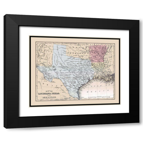 Louisiana, Texas, Arkansas - Mitchell 1877 Black Modern Wood Framed Art Print with Double Matting by Mitchell