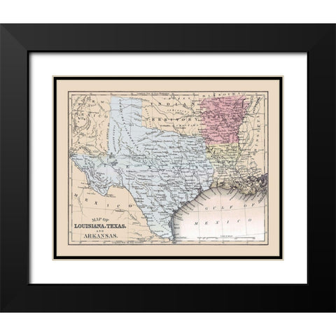 Louisiana, Texas, Arkansas - Mitchell 1877 Black Modern Wood Framed Art Print with Double Matting by Mitchell