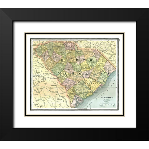South Carolina - Johnson 1888 Black Modern Wood Framed Art Print with Double Matting by Johnson