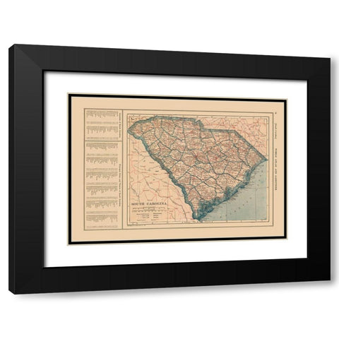 South Carolina - Reynold 1921 Black Modern Wood Framed Art Print with Double Matting by Reynold