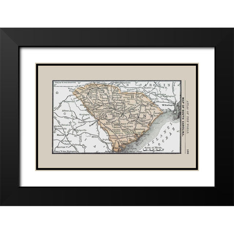 South Carolina - Alden 1886 Black Modern Wood Framed Art Print with Double Matting by Alden
