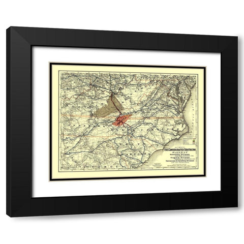 Consolidated Southern Railway - Colton 1883 Black Modern Wood Framed Art Print with Double Matting by Colton