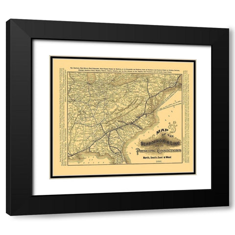 Seaboard Air Line Railroad - Rand McNally 1896 Black Modern Wood Framed Art Print with Double Matting by Rand McNally