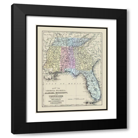 South Eastern United States - Mitchell 1877 Black Modern Wood Framed Art Print with Double Matting by Mitchell