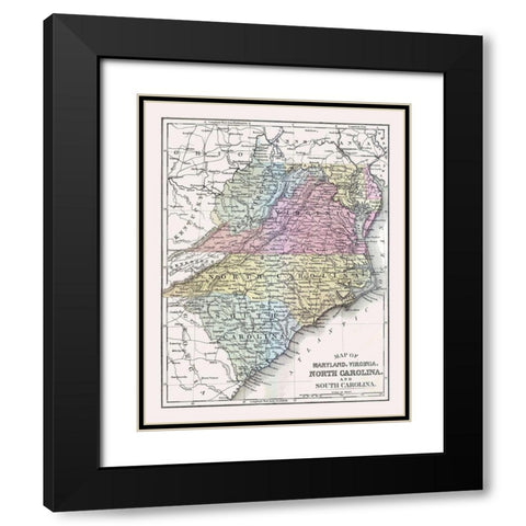 South Eastern United States - Mitchell 1877 Black Modern Wood Framed Art Print with Double Matting by Mitchell