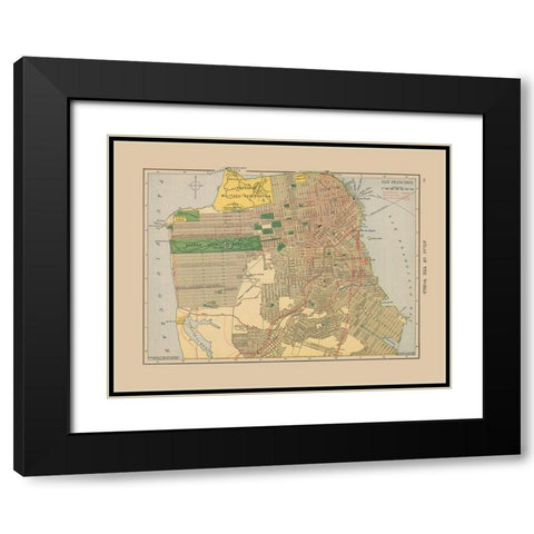 San Francisco California - Hammond 1910 Black Modern Wood Framed Art Print with Double Matting by Hammond