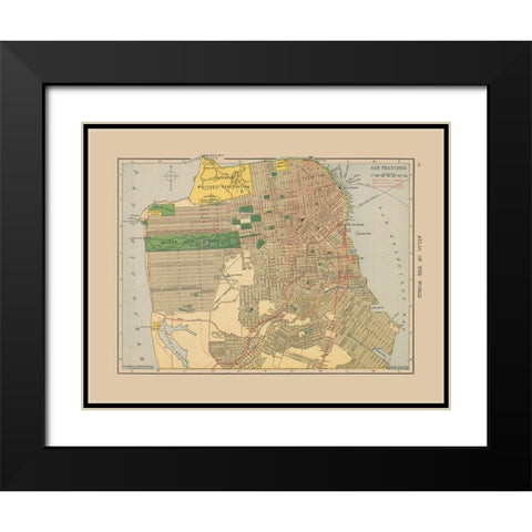 San Francisco California - Hammond 1910 Black Modern Wood Framed Art Print with Double Matting by Hammond