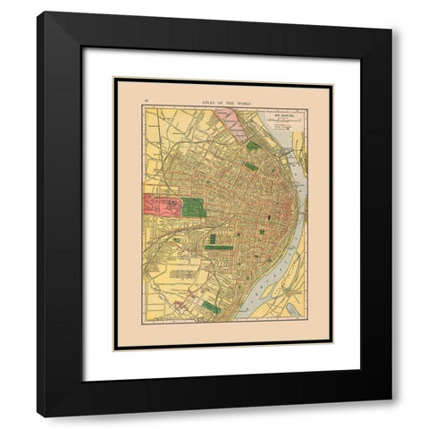 Saint Louis Missouri - Hammond 1910 Black Modern Wood Framed Art Print with Double Matting by Hammond