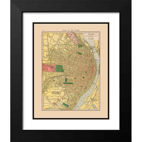 Saint Louis Missouri - Hammond 1910 Black Modern Wood Framed Art Print with Double Matting by Hammond