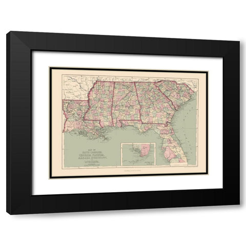 United States Southeastern - Williams 1873 Black Modern Wood Framed Art Print with Double Matting by Williams