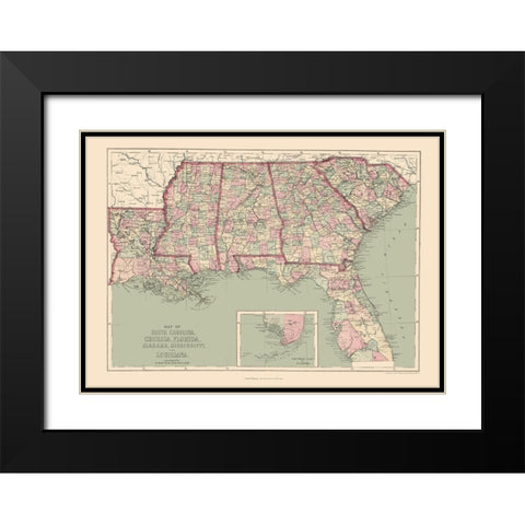 United States Southeastern - Williams 1873 Black Modern Wood Framed Art Print with Double Matting by Williams
