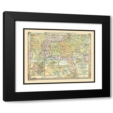 Southern States - Monteith 1882 Black Modern Wood Framed Art Print with Double Matting by Monteith