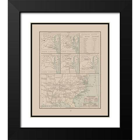 Seceding States 1860-1865 - Cram 1892 Black Modern Wood Framed Art Print with Double Matting by Cram
