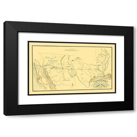 New Orleans, Opelousas and Great Western 1853 Black Modern Wood Framed Art Print with Double Matting by Theuret