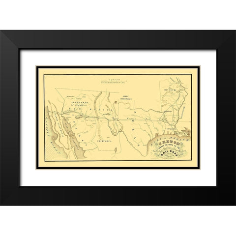 New Orleans, Opelousas and Great Western 1853 Black Modern Wood Framed Art Print with Double Matting by Theuret