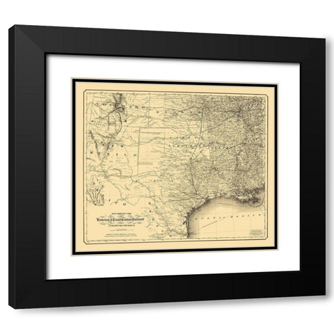 Houston and Texas Central Railroad - Colton 1867 Black Modern Wood Framed Art Print with Double Matting by Colton