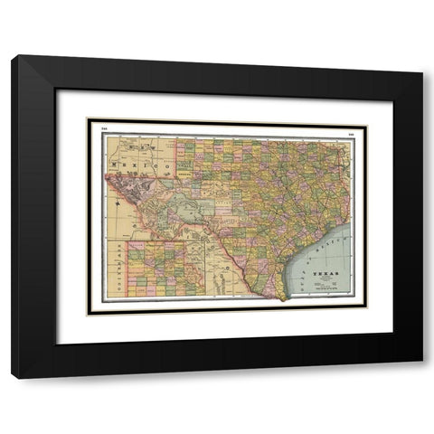Texas - Johnson 1888 Black Modern Wood Framed Art Print with Double Matting by Johnson