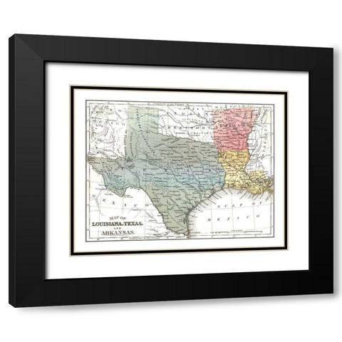 Louisiana, Texas, Arkansas - Mitchell 1869 Black Modern Wood Framed Art Print with Double Matting by Mitchell