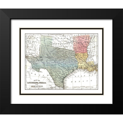 Louisiana, Texas, Arkansas - Mitchell 1869 Black Modern Wood Framed Art Print with Double Matting by Mitchell