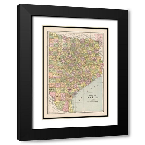 Eastern Texas - Cram 1892 Black Modern Wood Framed Art Print with Double Matting by Cram