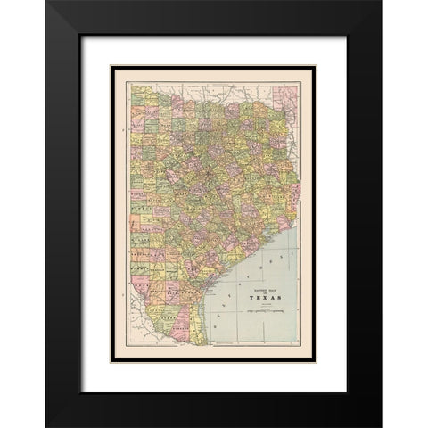 Eastern Texas - Cram 1892 Black Modern Wood Framed Art Print with Double Matting by Cram