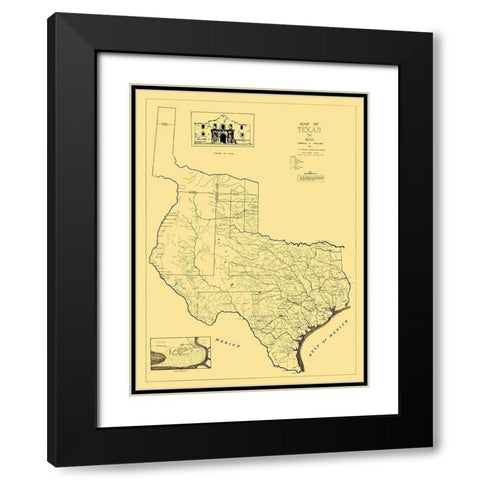 Texas - Freeman 1836 Black Modern Wood Framed Art Print with Double Matting by Freeman