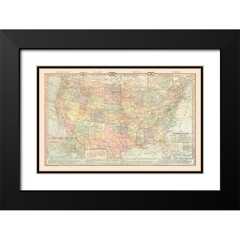 United States - Time Zones - Monteith 1882 Black Modern Wood Framed Art Print with Double Matting by Monteith