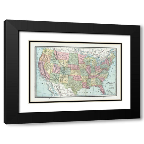 United States - Cram 1888 Black Modern Wood Framed Art Print with Double Matting by Cram