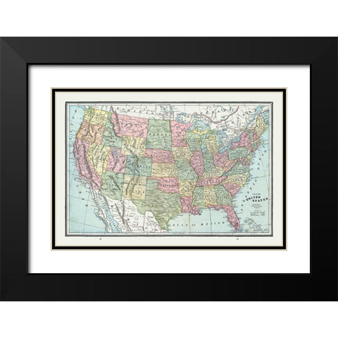 United States - Cram 1888 Black Modern Wood Framed Art Print with Double Matting by Cram