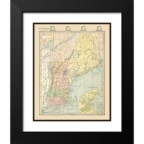 Northeast United States - Monteith 1882 Black Modern Wood Framed Art Print with Double Matting by Monteith