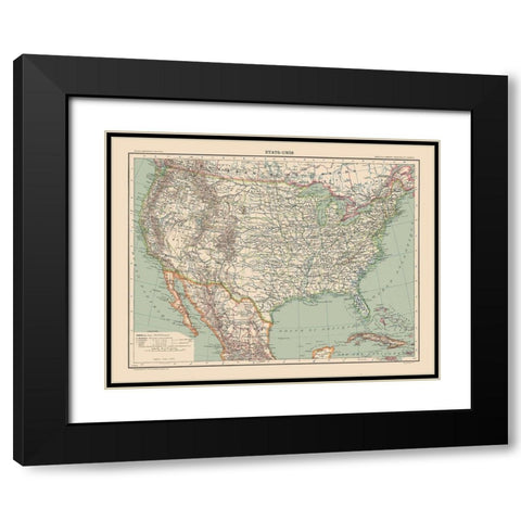 United States - Schrader 1908 Black Modern Wood Framed Art Print with Double Matting by Schrader
