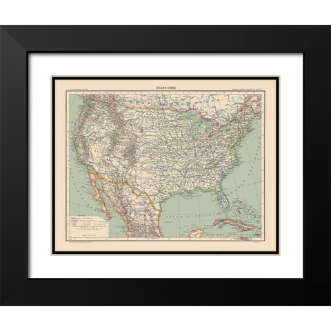 United States - Schrader 1908 Black Modern Wood Framed Art Print with Double Matting by Schrader