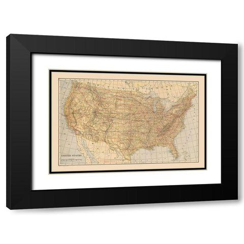 United States - Reynold 1921 Black Modern Wood Framed Art Print with Double Matting by Reynold