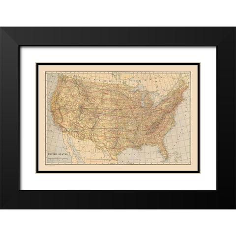 United States - Reynold 1921 Black Modern Wood Framed Art Print with Double Matting by Reynold