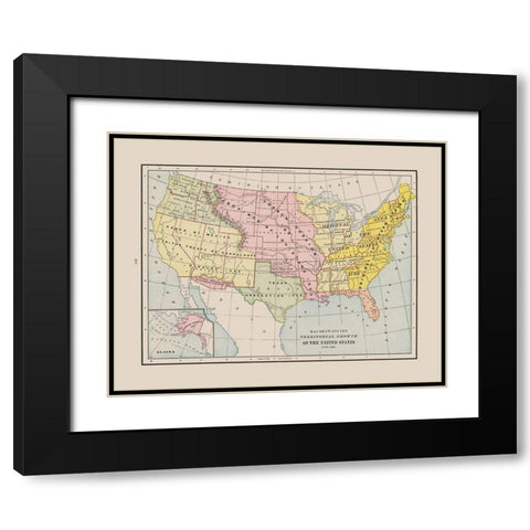 Territorial Growth - Cram 1892 Black Modern Wood Framed Art Print with Double Matting by Cram