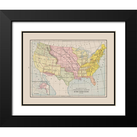 Territorial Growth - Cram 1892 Black Modern Wood Framed Art Print with Double Matting by Cram