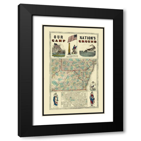 Pennsylvania, Virginia Campgrounds - Ensign Black Modern Wood Framed Art Print with Double Matting by Ensign