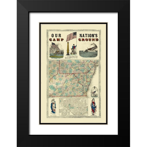 Pennsylvania, Virginia Campgrounds - Ensign Black Modern Wood Framed Art Print with Double Matting by Ensign