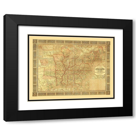 United States - Canada - Harper 1847 Black Modern Wood Framed Art Print with Double Matting by Harper
