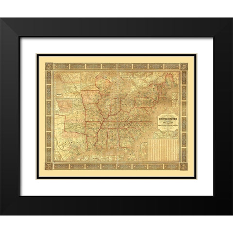 United States - Canada - Harper 1847 Black Modern Wood Framed Art Print with Double Matting by Harper