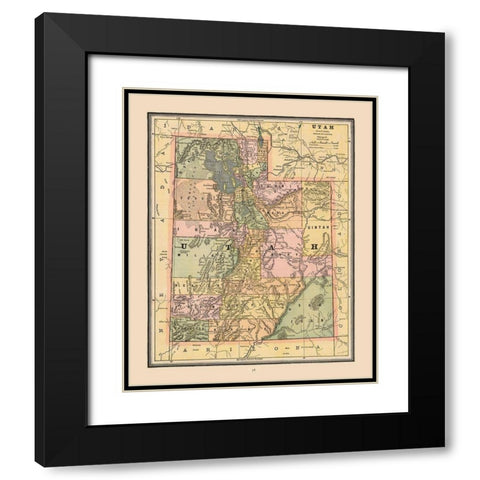 Utah, United States - Cram 1888 Black Modern Wood Framed Art Print with Double Matting by Cram
