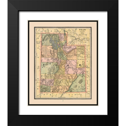 Utah, United States - Cram 1888 Black Modern Wood Framed Art Print with Double Matting by Cram